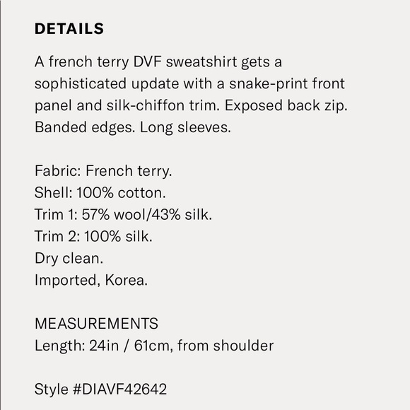 DVF Lisha Sweatshirt Python Mixed Media Top - Picture 8 of 8